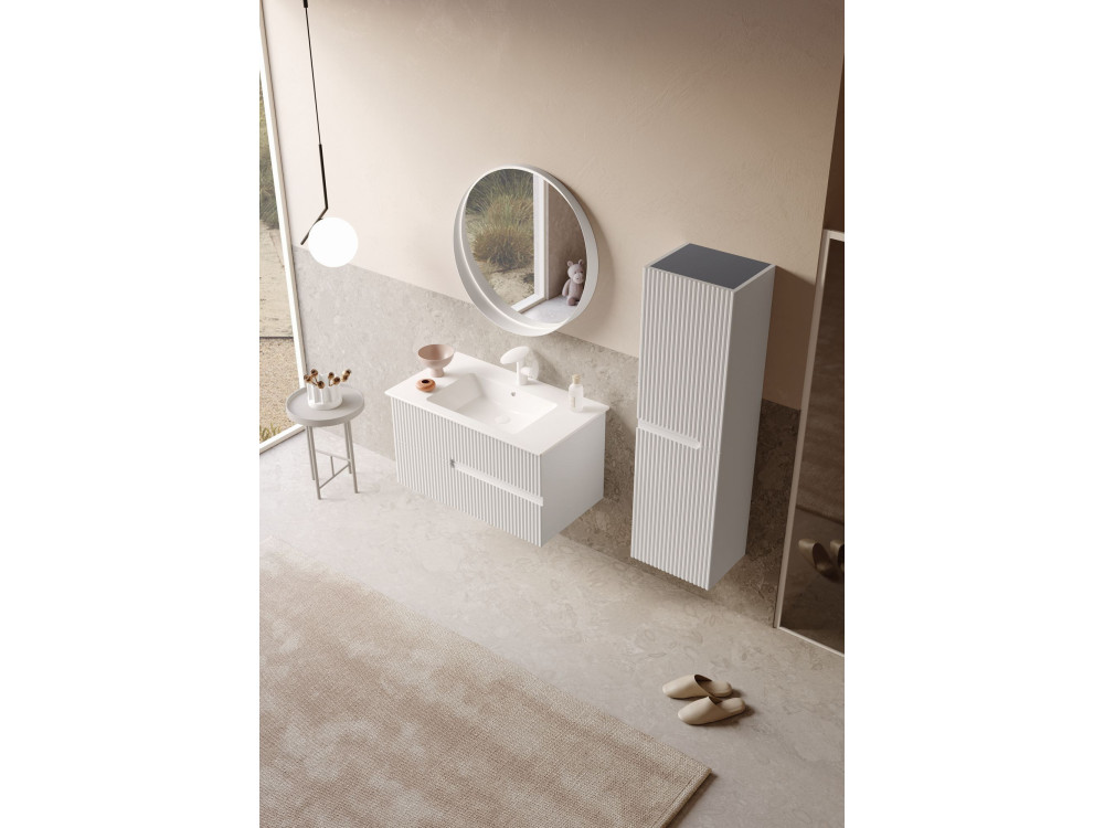 Armoire de Salle de Bain "Moonlight 40" - 40 x 27 x 138 cm - Matte White