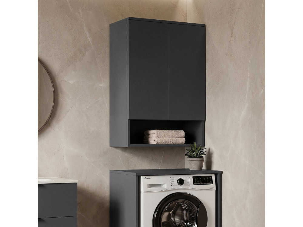Armoire de Salle de Bain "Bosco Lume 70" - 70 x 36 x 100 cm - Matte Anthracite