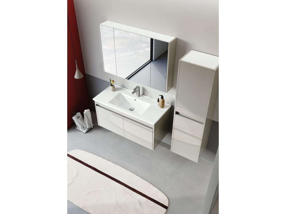 Armoire de Salle de Bain "Arno 40" - 40 x 27 x 138 cm - Cashmere