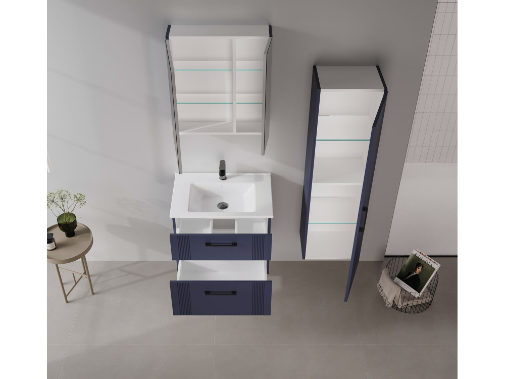 Armoire de Salle de Bain "Bari 40" - 40 x 32 x 138 cm - Matte Navy Blue