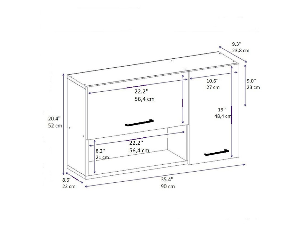 Buffet en bois "Akasya" - 90 x 24 x 52 cm - Blanc