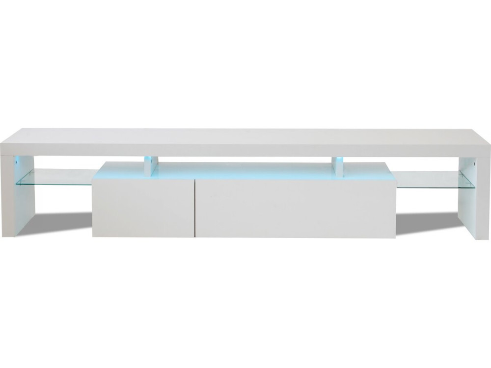 Meuble TV LED laqué "Tina" - 187.5 x 34 x 38 cm - Blanc