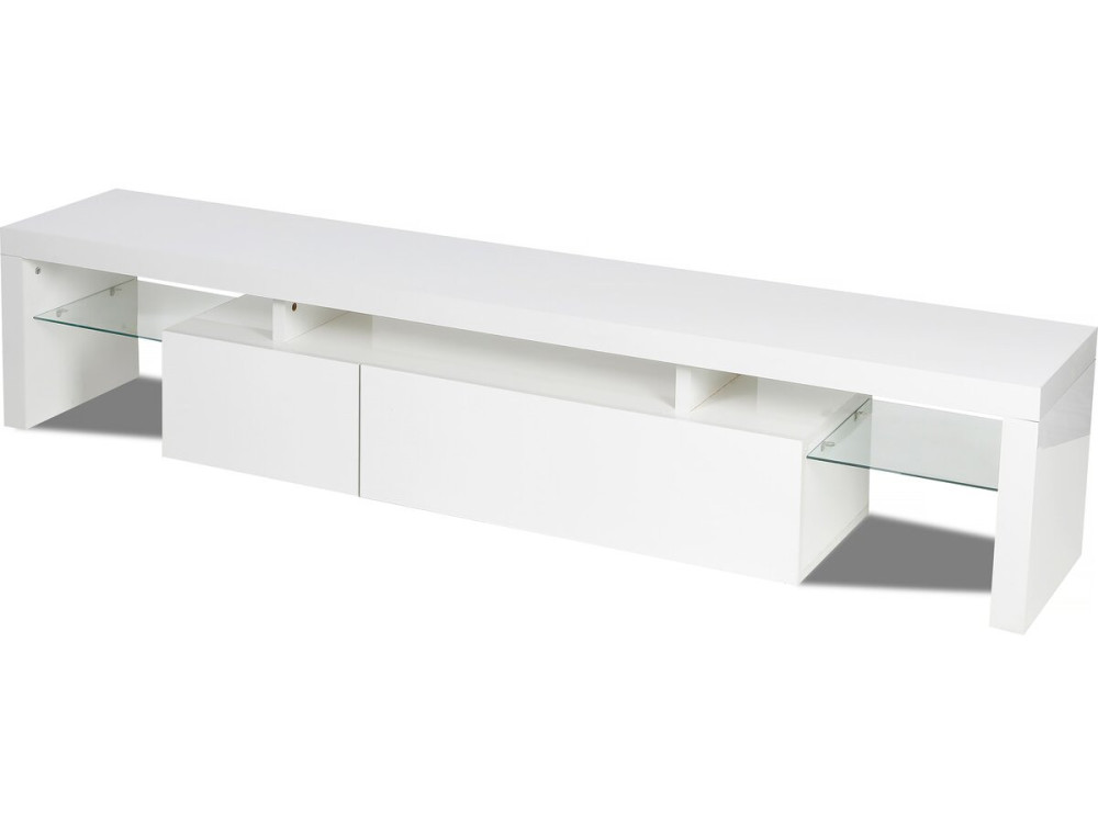 Meuble TV LED laqué "Tina" - 187.5 x 34 x 38 cm - Blanc