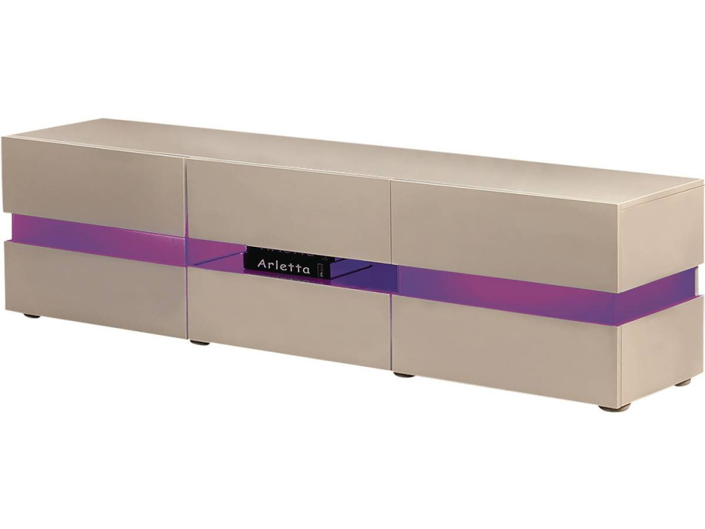 Meuble TV LED "Vida' - 177 x 39 x 45 cm - Blanc laqué