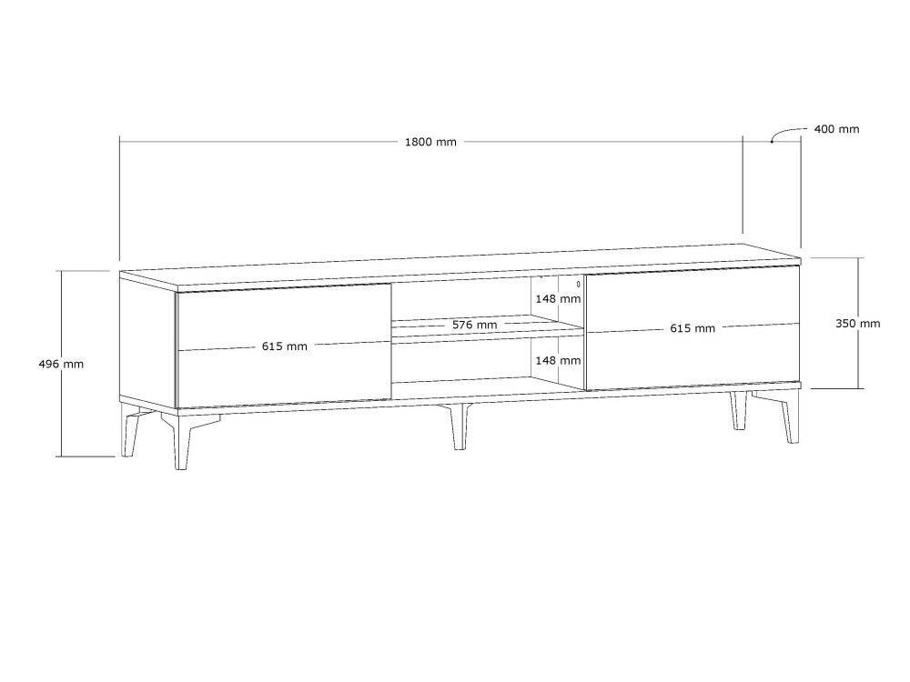 Meuble TV en bois "Erem" - 180 x 40 x 45 cm - NoyerNoir