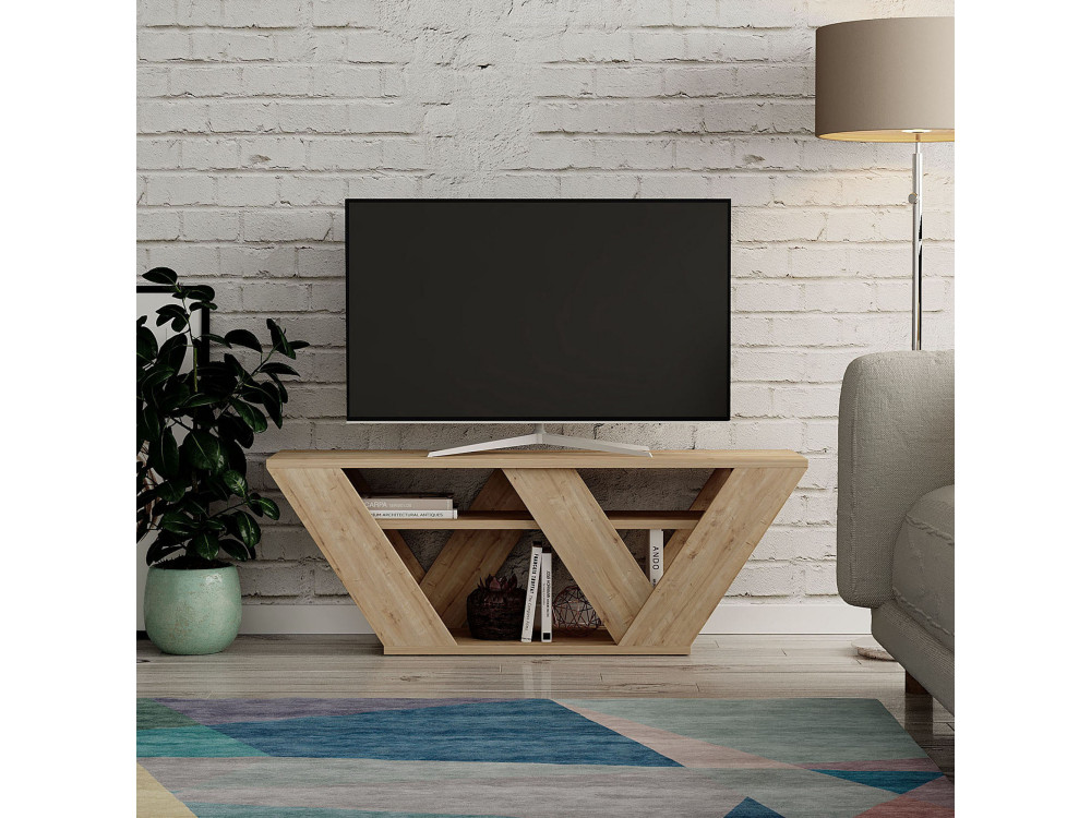 Meuble TV en bois "Pipralla" - 110 x 30 x 40 cm - Chêne