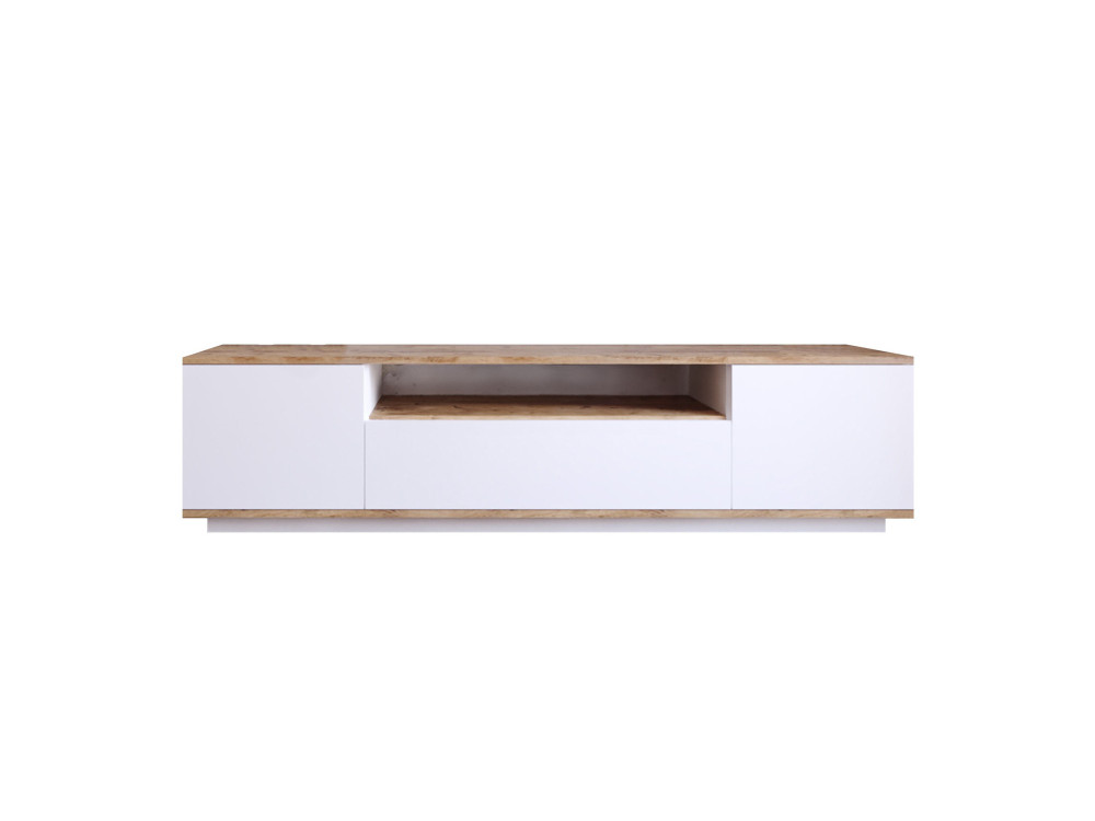 Meuble TV en bois "FR7" - 180 x 44 x 44 cm - Pin atlantiqueBlanc
