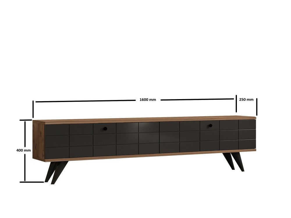 Meuble TV en bois "Alberi" - 160 x 25 x 35 cm - Gris anthracite