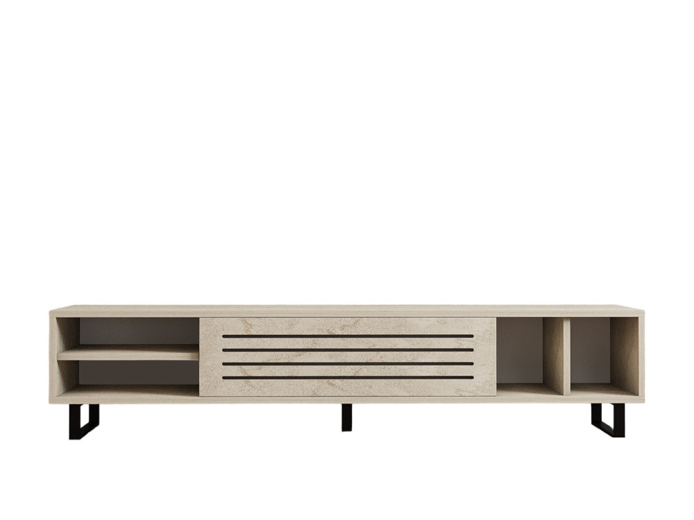 Meuble TV en bois "Safir" - 160 x 40 x 35 cm - Travertin