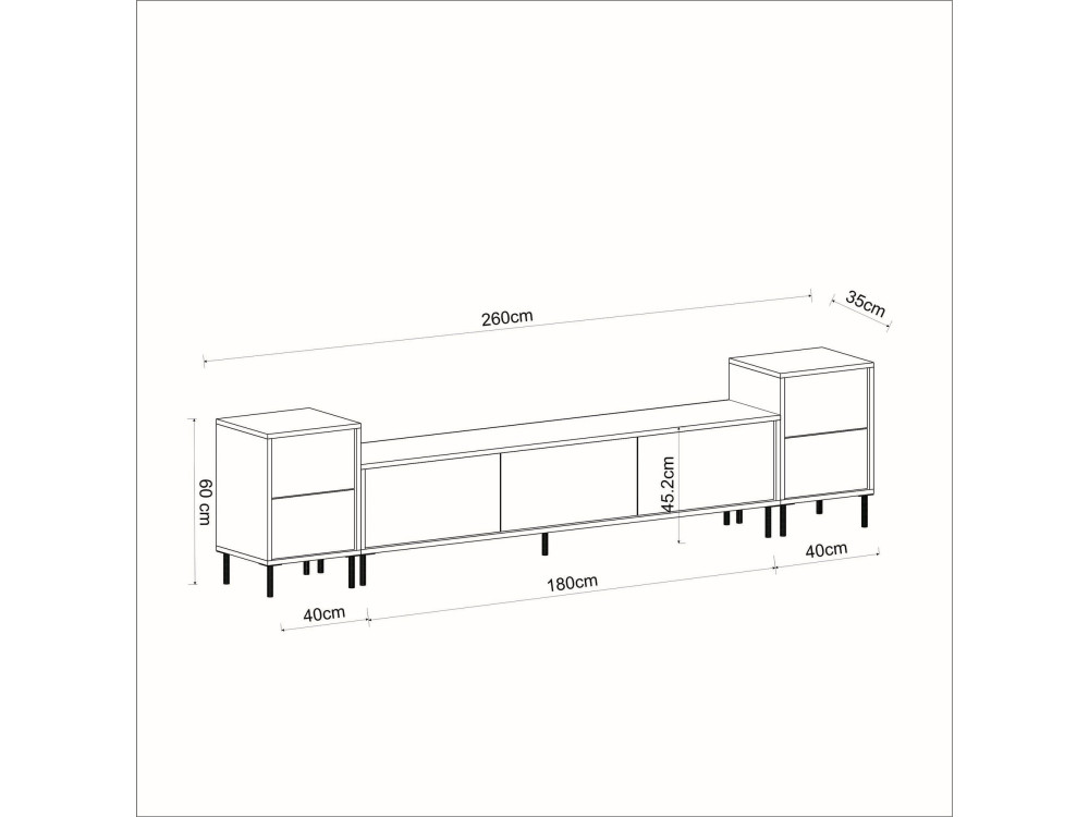 Meuble TV en bois "Imaj" - 260 x 35 x 60 cm - TravertinOr