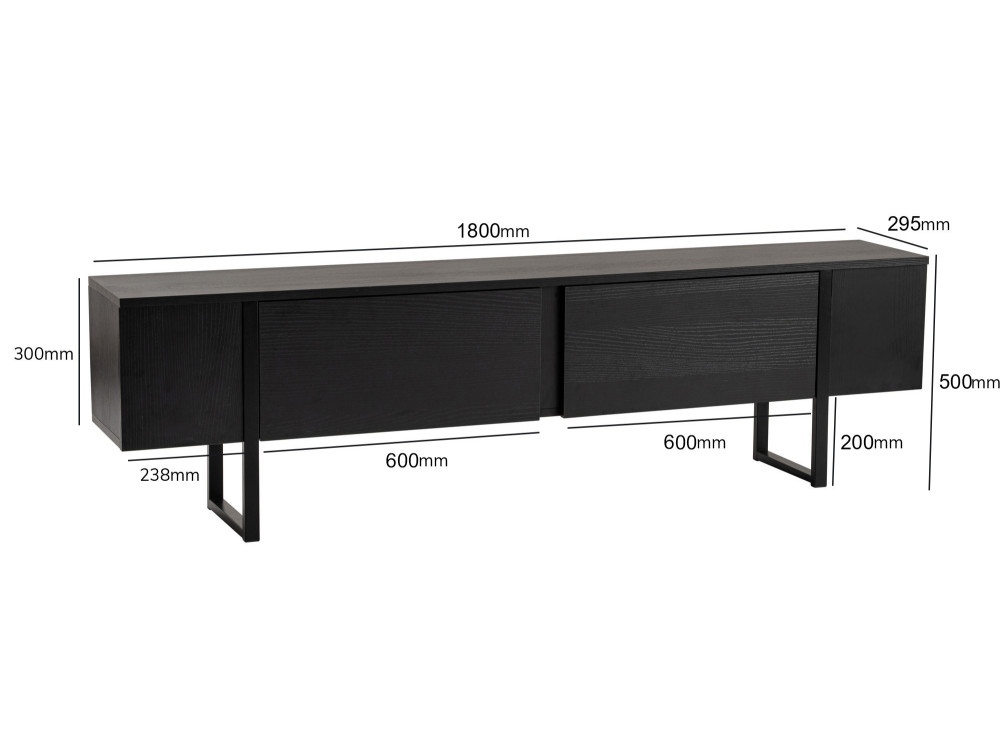 Meuble TV en bois "Serenity" - 180 x 29 x 50 cm - Noir