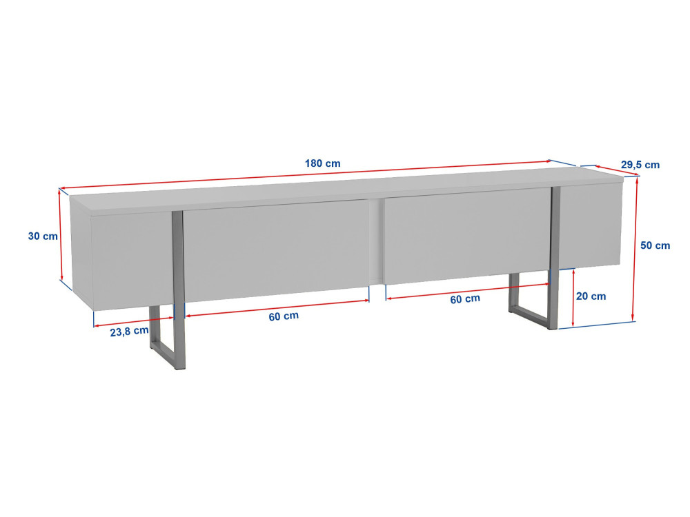 Meuble TV en bois "Serenity" 180 x 30 x 50 cm - Pin atlantique
