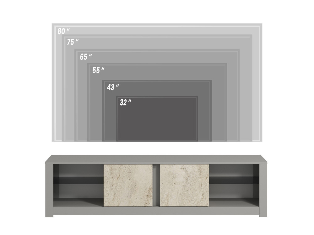 Meuble TV en bois "Aydos" 180 x 35 x 45 cm - Gris