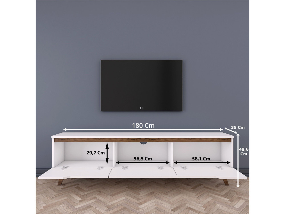 Meuble TV en bois "Digi" - 180 x 35 x 48 cm - Marron