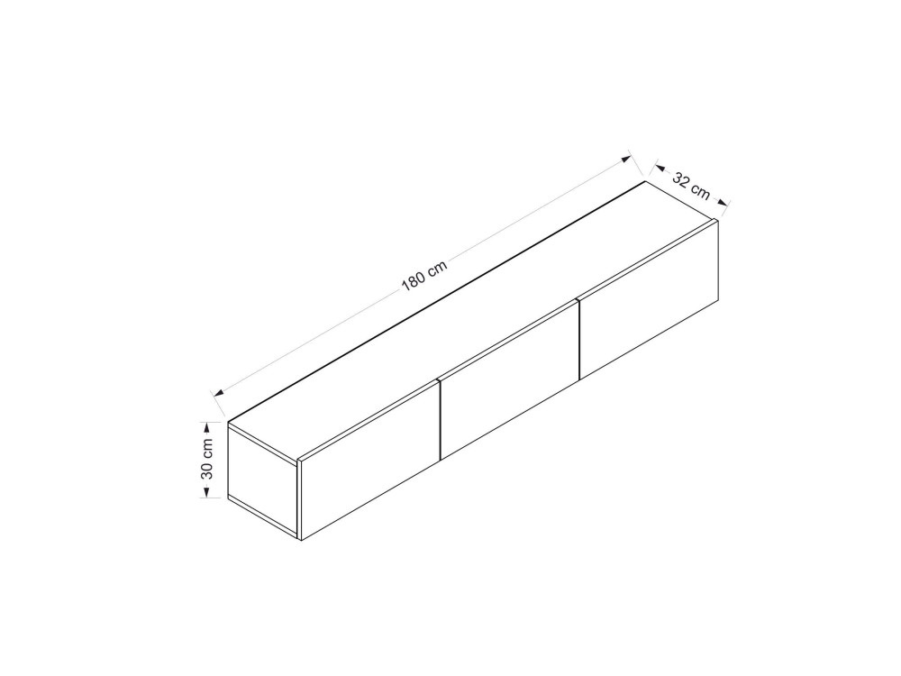 Meuble TV suspendu en bois "Rigel" - 180 x 32 x 30 cm - Blanc