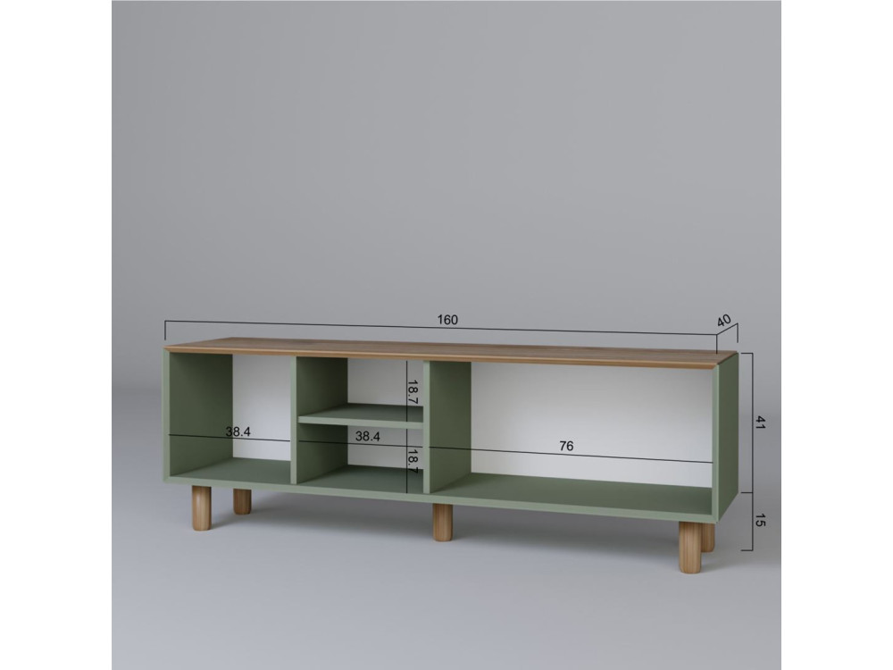 Meuble TV en bois "Mia" - 160 x 40 x 56 cm - Vert
