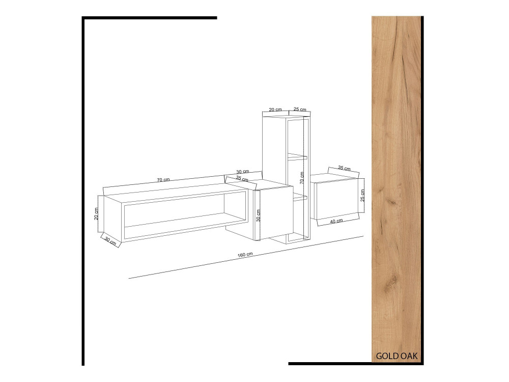 Meuble TV en bois "Kumkuat" - 160 x 35 x 70 cm - Marron