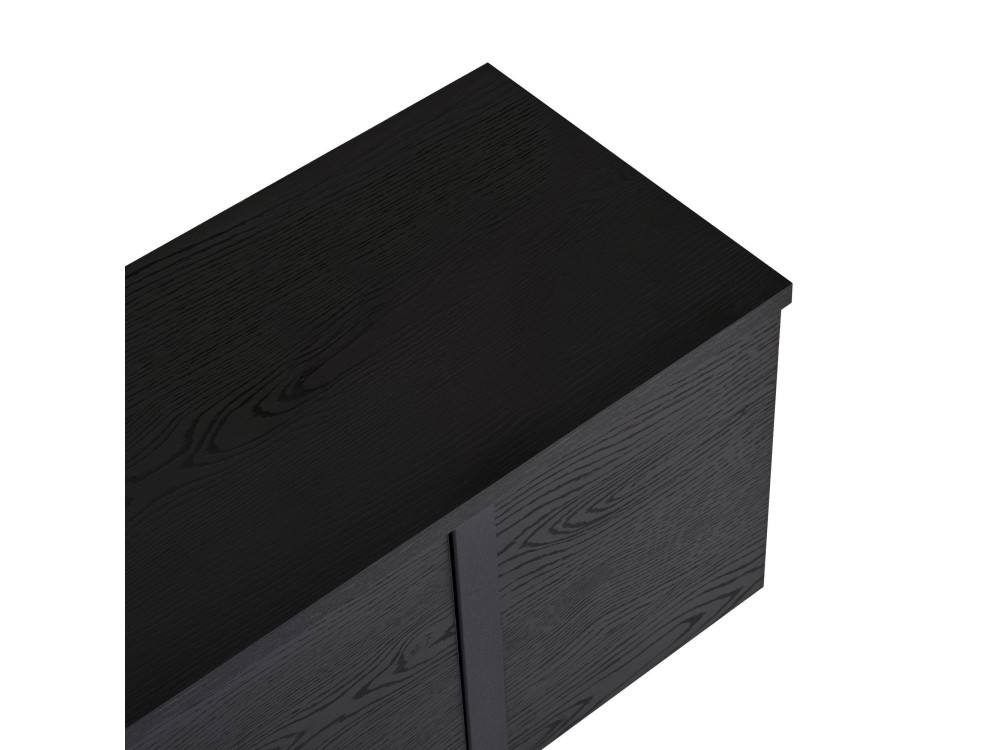Meuble TV en bois "Onera" - 180 x 30 x 50 cm - Bois Noir / Noir