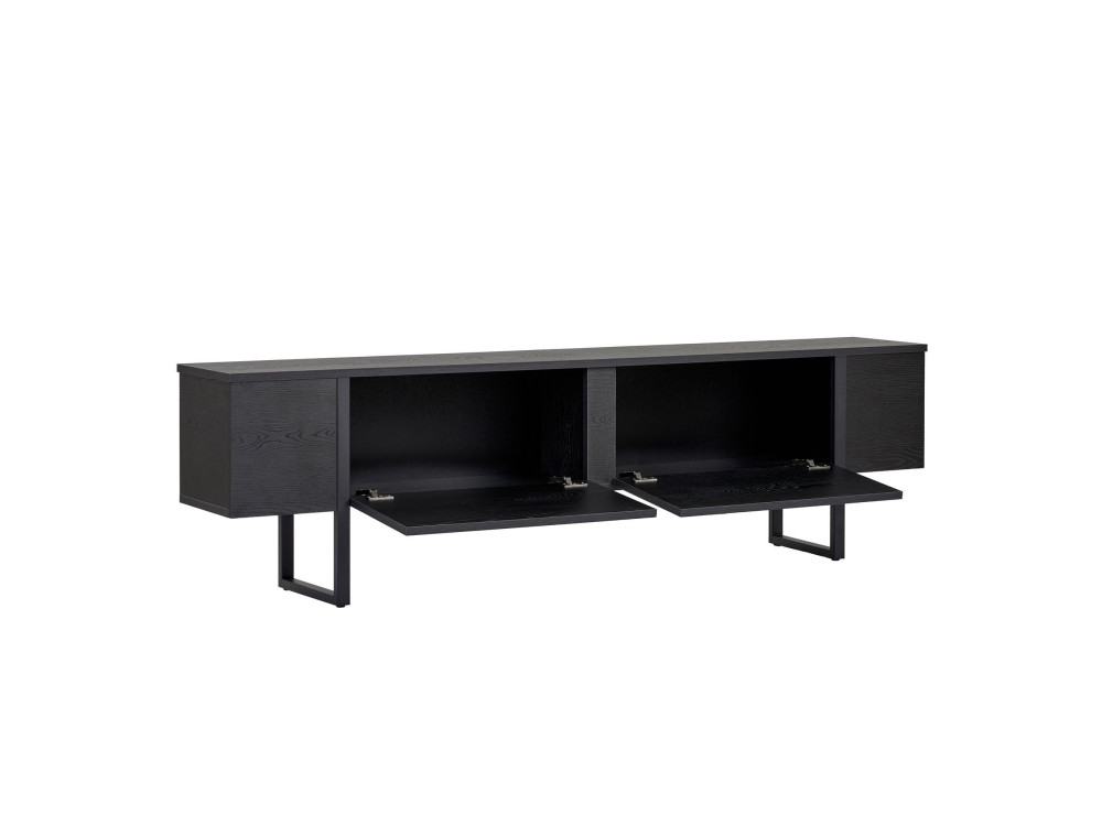 Meuble TV en bois "Onera" - 180 x 30 x 50 cm - Bois Noir / Noir