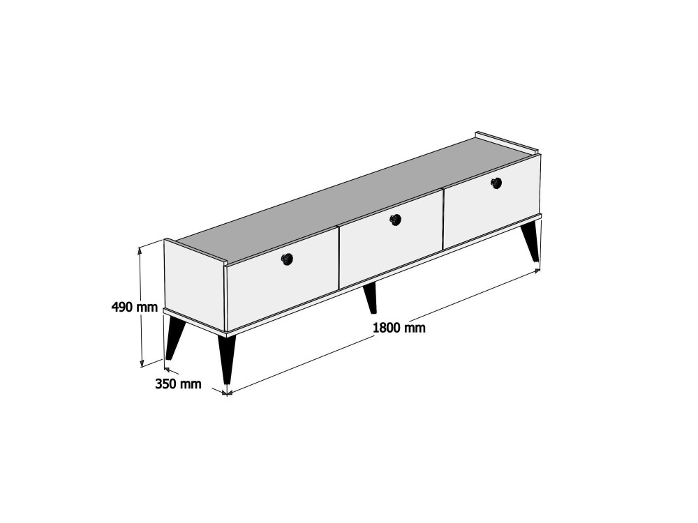 Meuble TV en bois "Lidya" - 180 x 35 x 49 cm - Marron