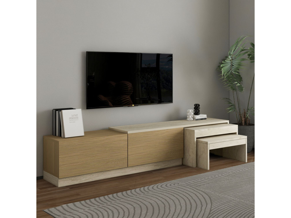 Meuble TV en bois "Nest" - 180 x 30 x 36 cm - Beige