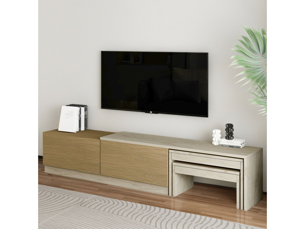 Meuble TV en bois "Nest" - 180 x 30 x 36 cm - Beige