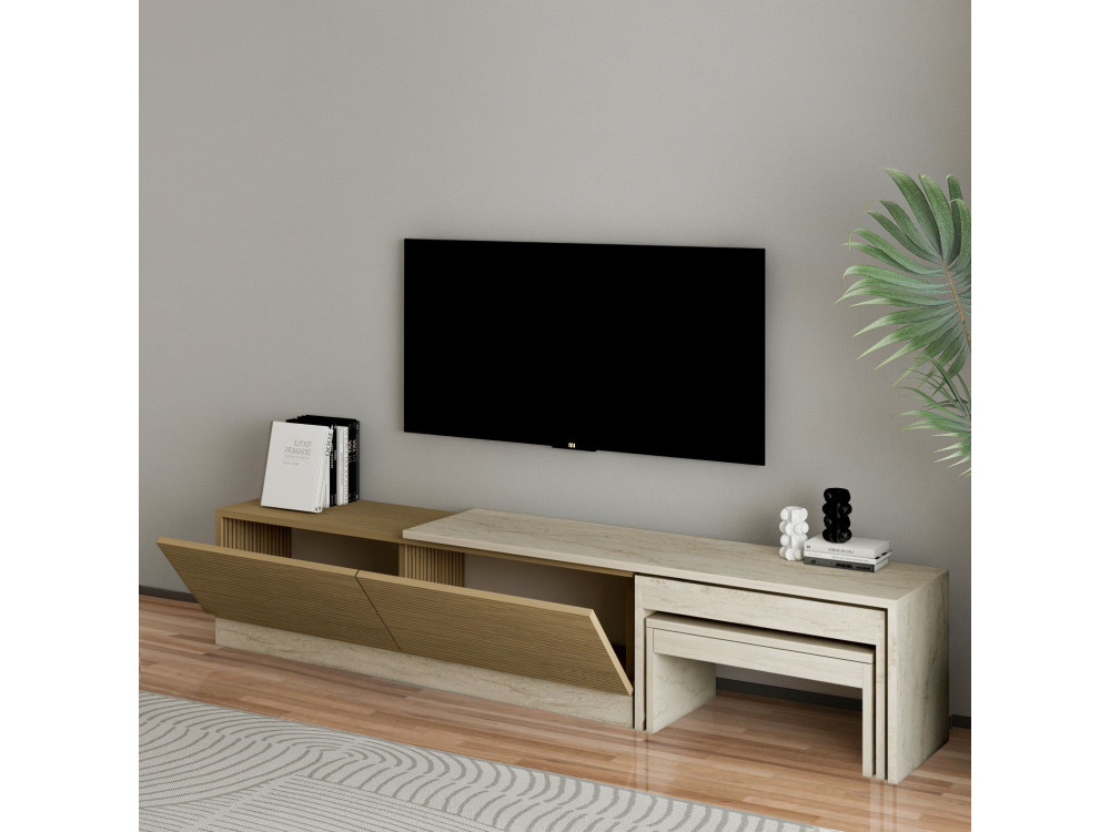 Meuble TV en bois "Nest" - 180 x 30 x 36 cm - Beige