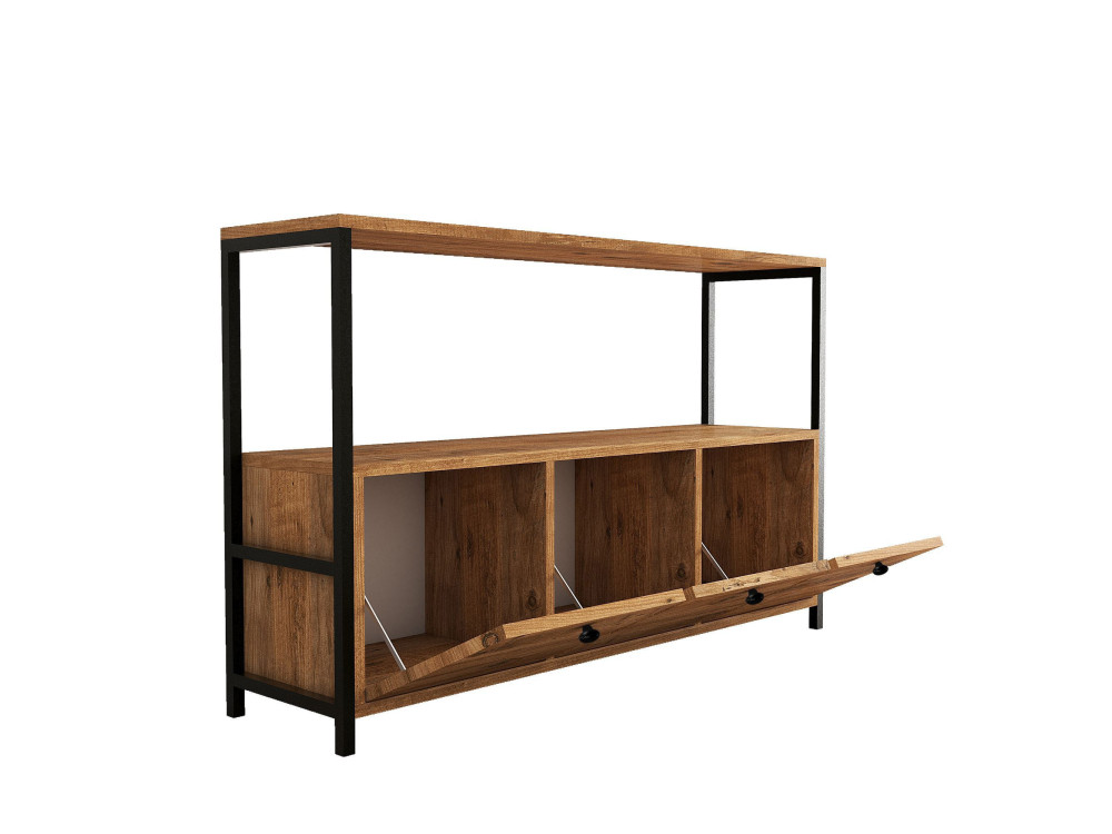 Buffet en bois "Nero" - 120 x 30 x 75 cm - Pin atlantique Noir