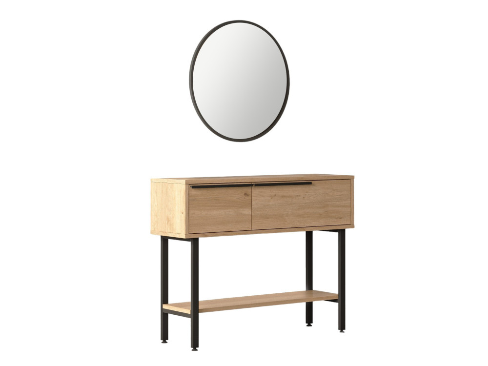 Console avec miroir en bois "Calvin" - 100 x 30 x 76 cm - Marron