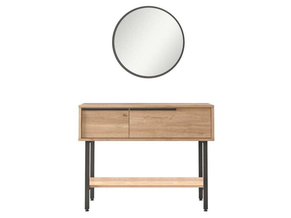 Console avec miroir en bois "Calvin" - 100 x 30 x 76 cm - Marron