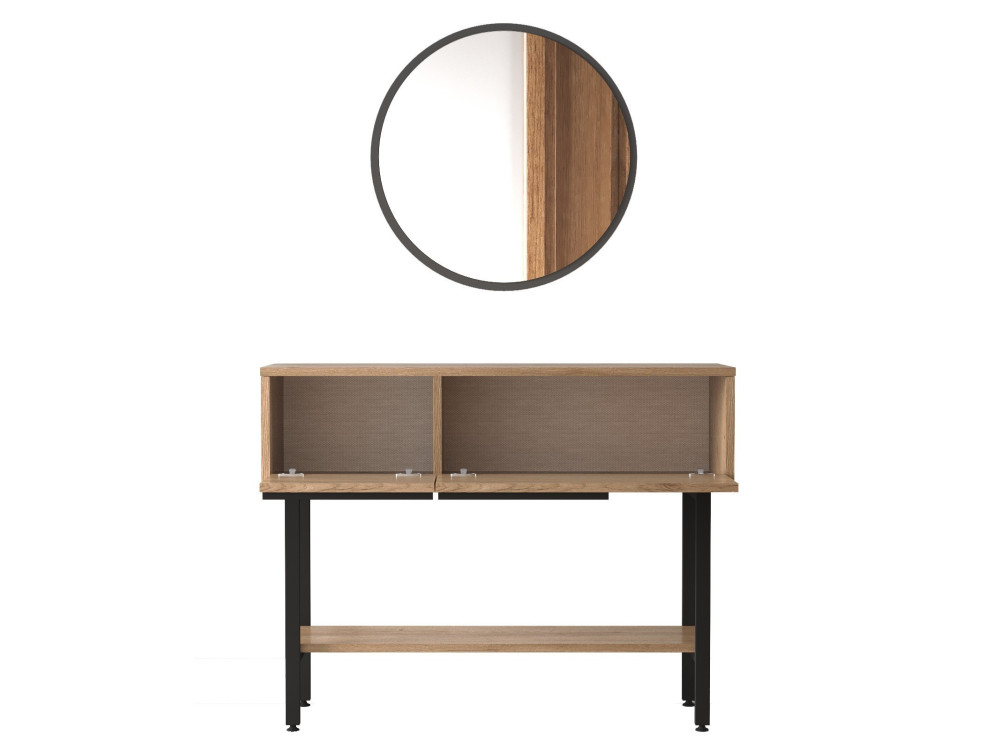 Console avec miroir en bois "Calvin" - 100 x 30 x 76 cm - Marron