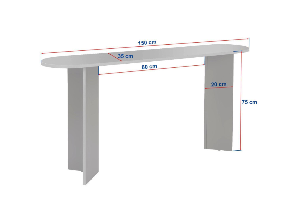 Console en bois "Sira" - 150 x 35 x 75 cm - Travertin