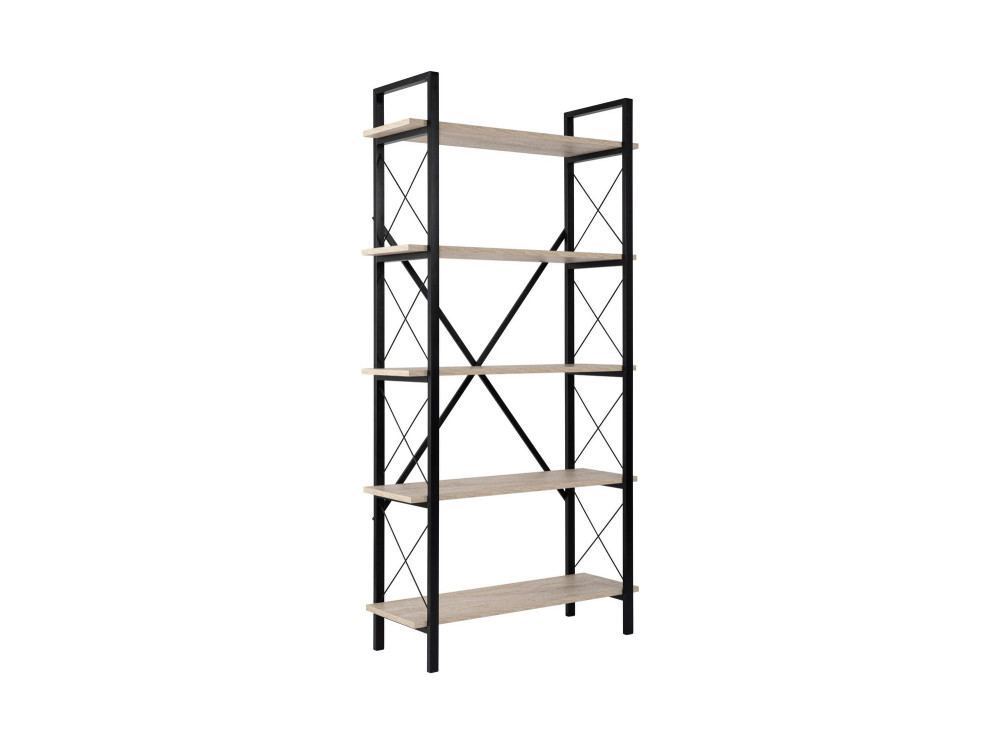 Bibliothèque en bois "Elysian" - 90 x 33 x 180 cm - TravertinNoir