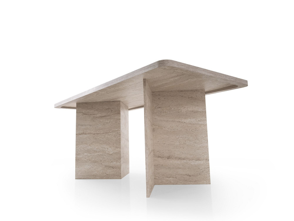 Table à manger en bois "Lizzard" 180 x 90 x 77 cm - Travertin