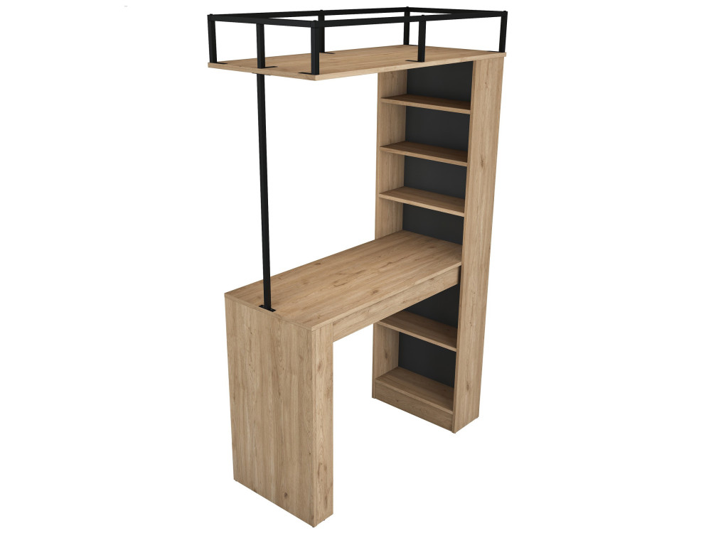 Table de repas avec étagères en bois "Jacob" - 120 x 56 x 199 cm - Marron