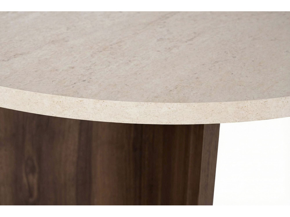 Table à manger en bois "Virella" - 120 x 120 x 75 cm - Travertin