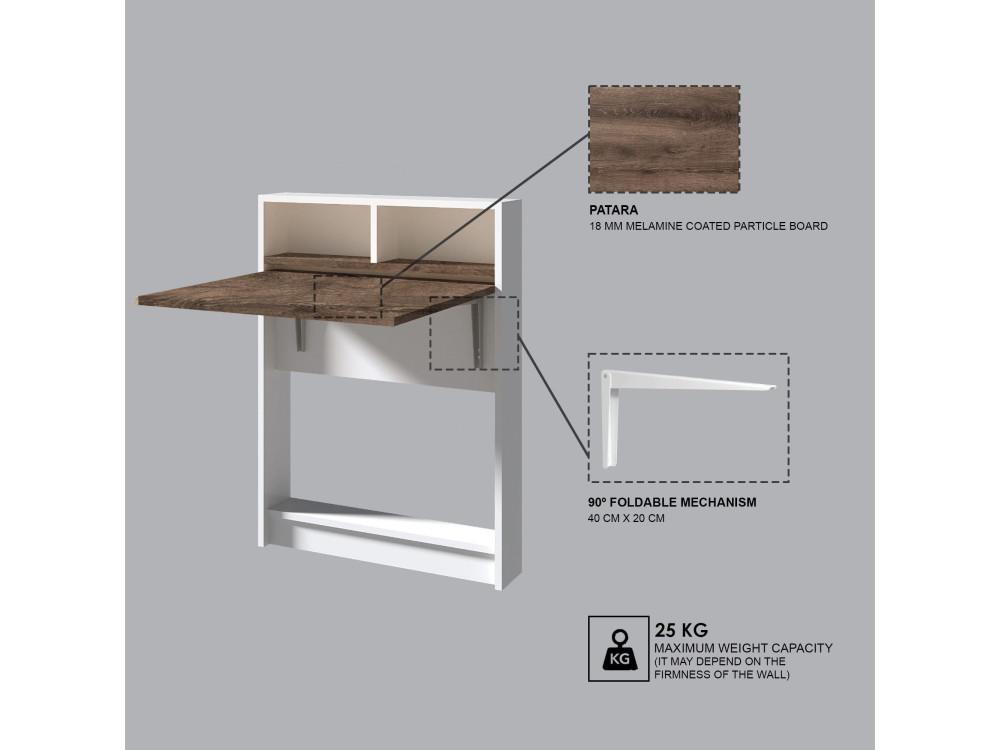 Table de repas pliable en bois "Bracked" - 70 x 15 x 96 cm - Beige