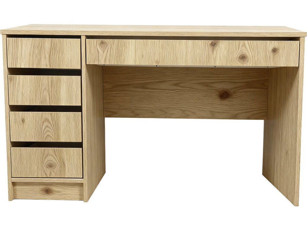 Bureau en bois 5 tiroirs "Malika" - 120 x 75 x 55 cm - Marron