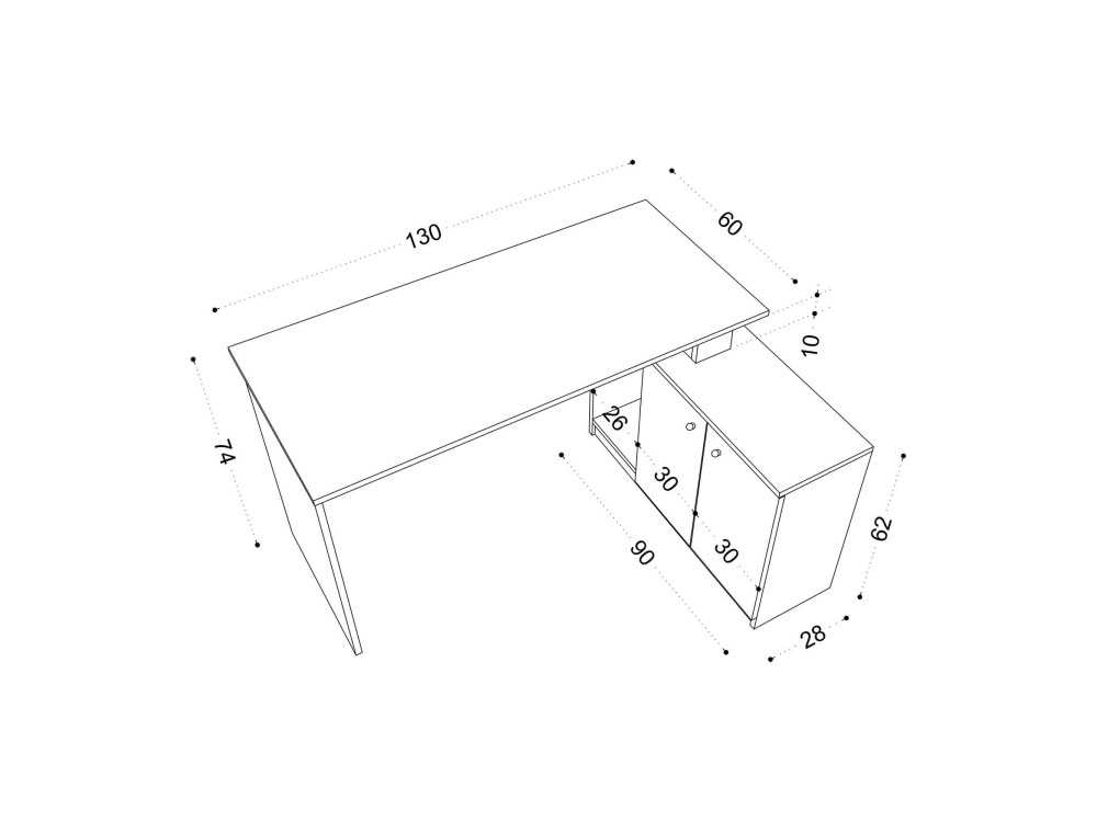 Bureau en bois "Basak" - 130 x 60 x 74 cm - Blanc