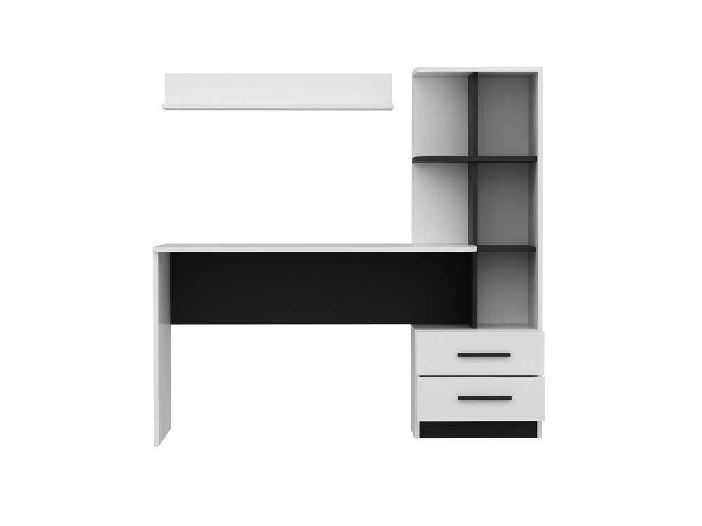 Bureau en bois "Alaska" - 146 x 60 x 142 cm - Blanc, Noir