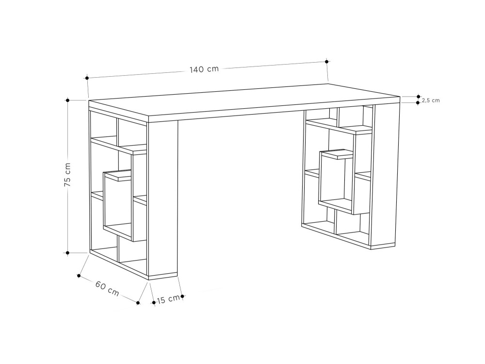 bureau en bois "Maze" 140 x 60 x 75 cm - Blanc