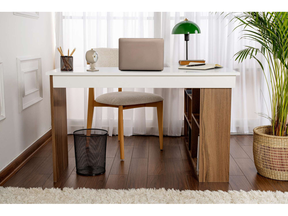 bureau en bois "Vesper" 130 x 120 x 72 cm - Noyer