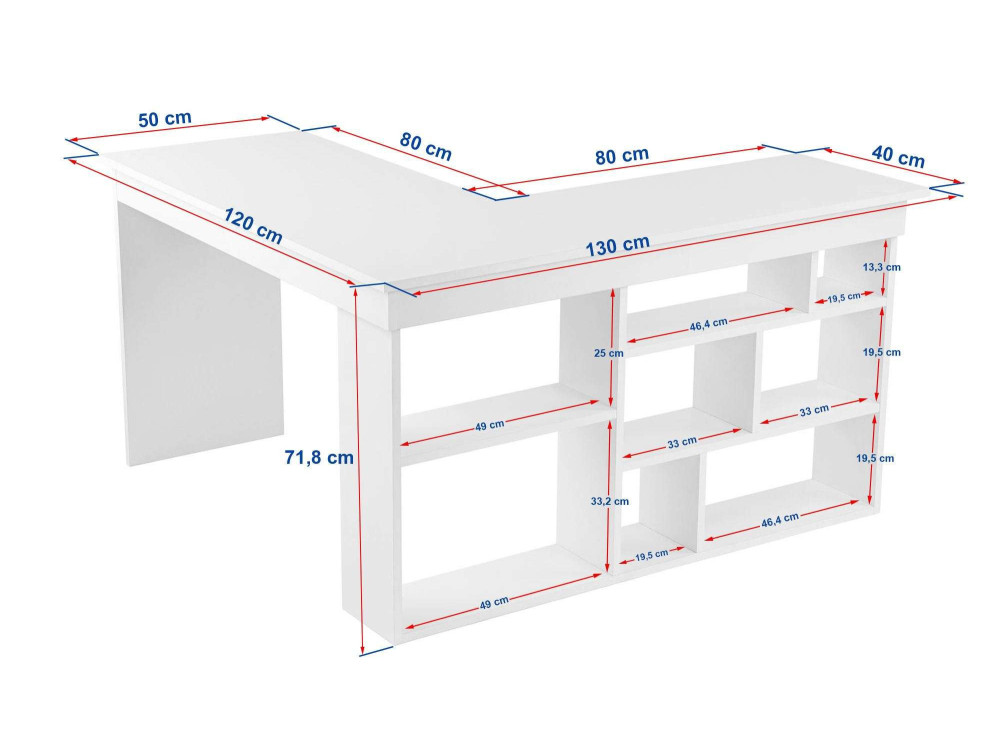bureau en bois "Vesper" 130 x 120 x 72 cm - Noyer