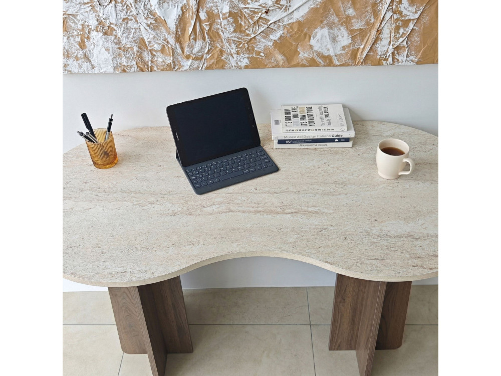 Bureau en bois "Infini" - 120 x 60 x 75 cm - Travertin