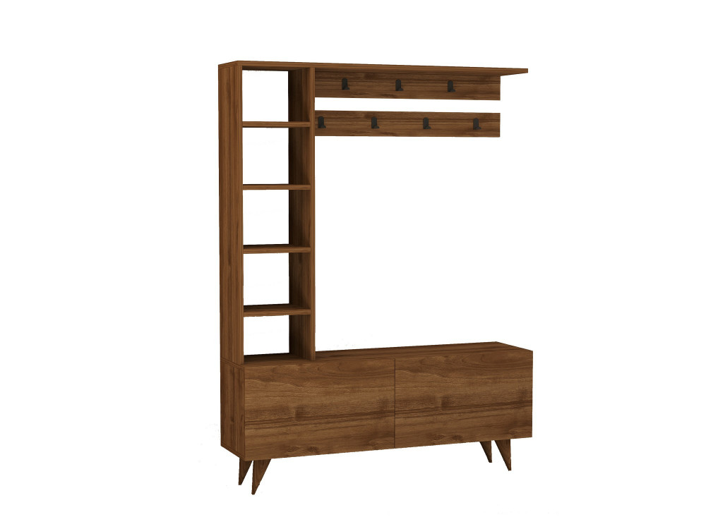 Meuble d'entrée en bois "Hale" - 120 x 32 x 161 cm - Noyer