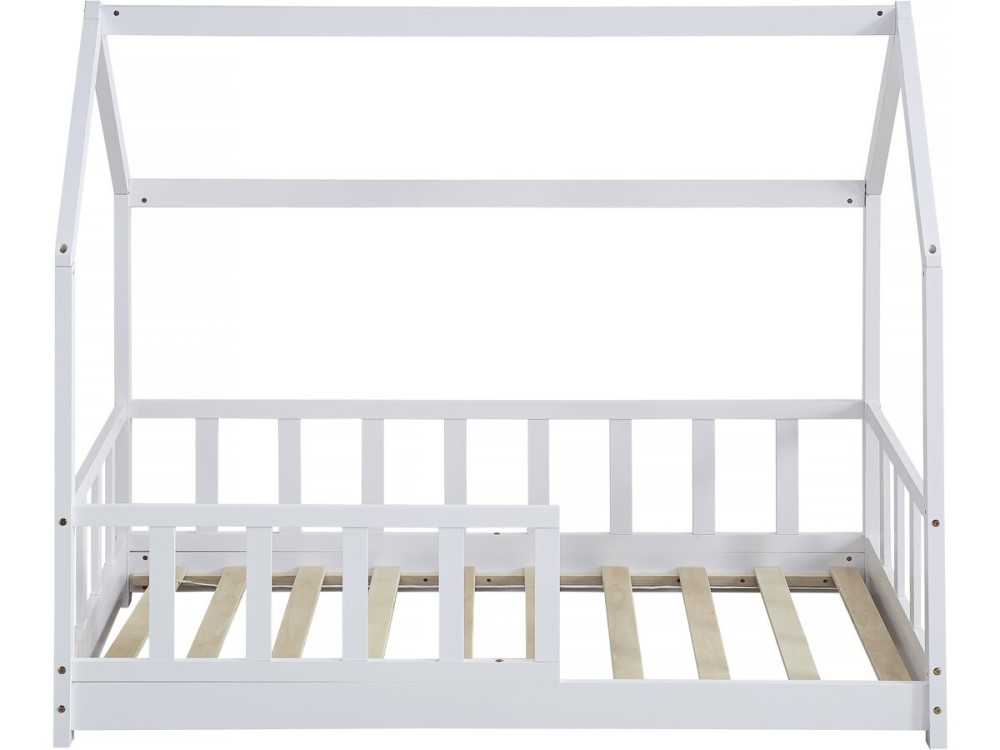 Lit cabane en bois "Charlotte"  - Blanc - 80 x 160 cm