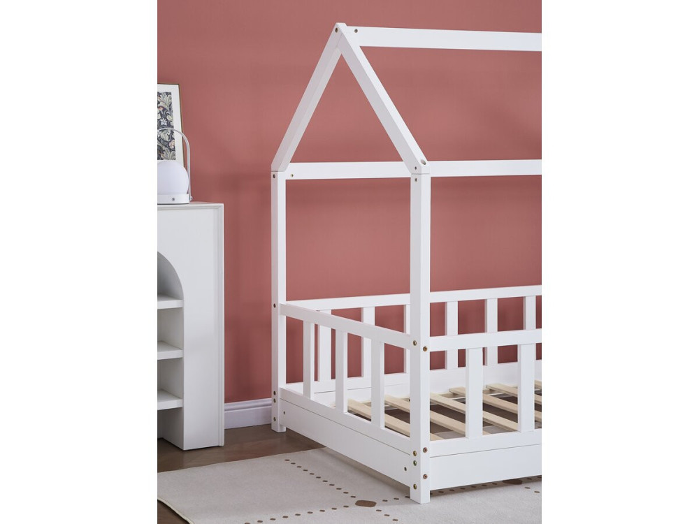 Lit cabane en bois "Charlotte"  - Blanc - 80 x 160 cm