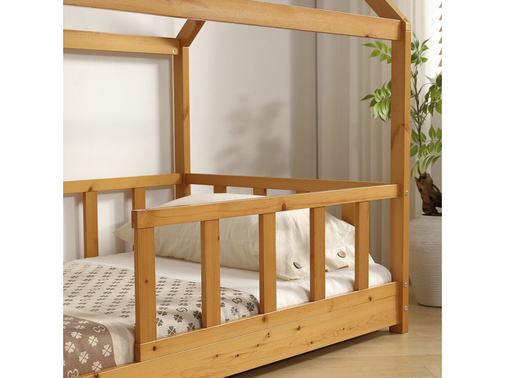 Lit cabane en bois pour enfant "Mila" - 90 x 190 cm - Marron