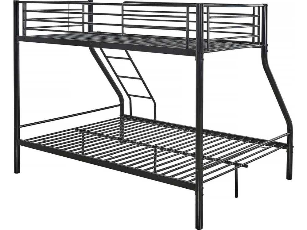 Lit superposé en métal "Leo" Sommiers inclus - 90/140 x 190 cm - Noir