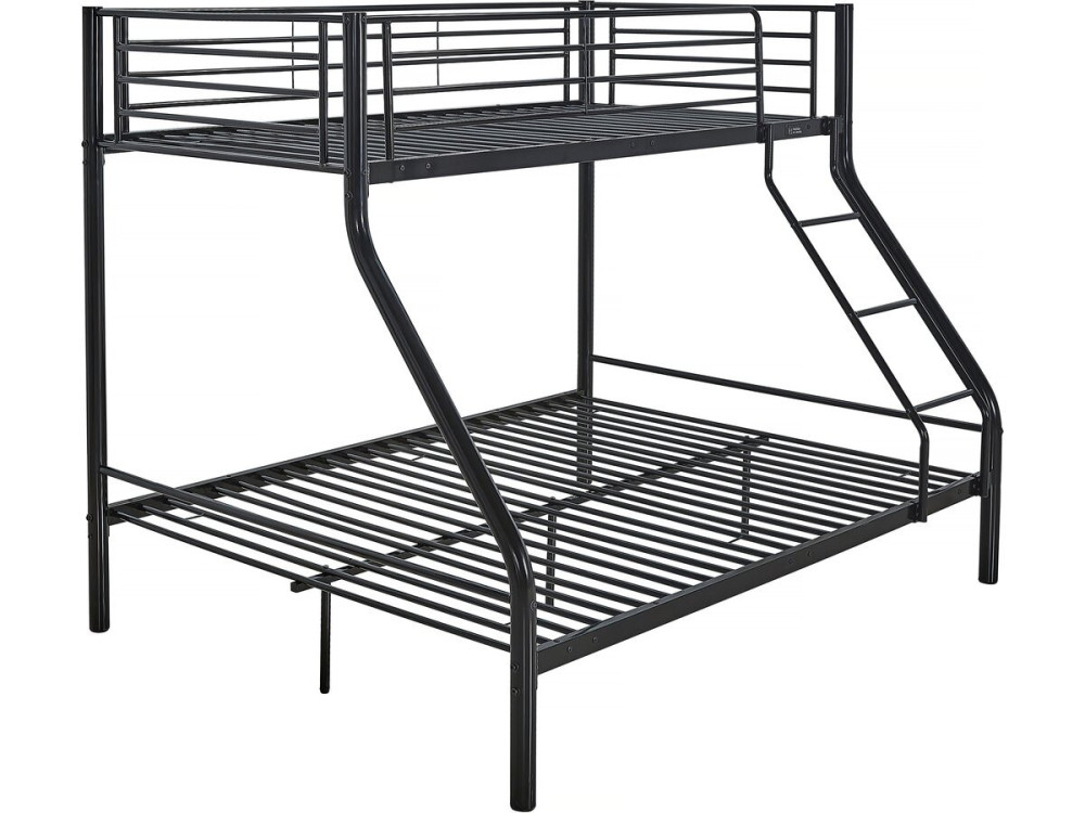 Lit superposé en métal "Leo" Sommiers inclus - 90/140 x 190 cm - Noir